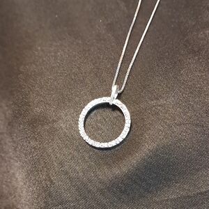 10kt White Gold Circular Pendant Necklace with Diamonds PRICE FIRM